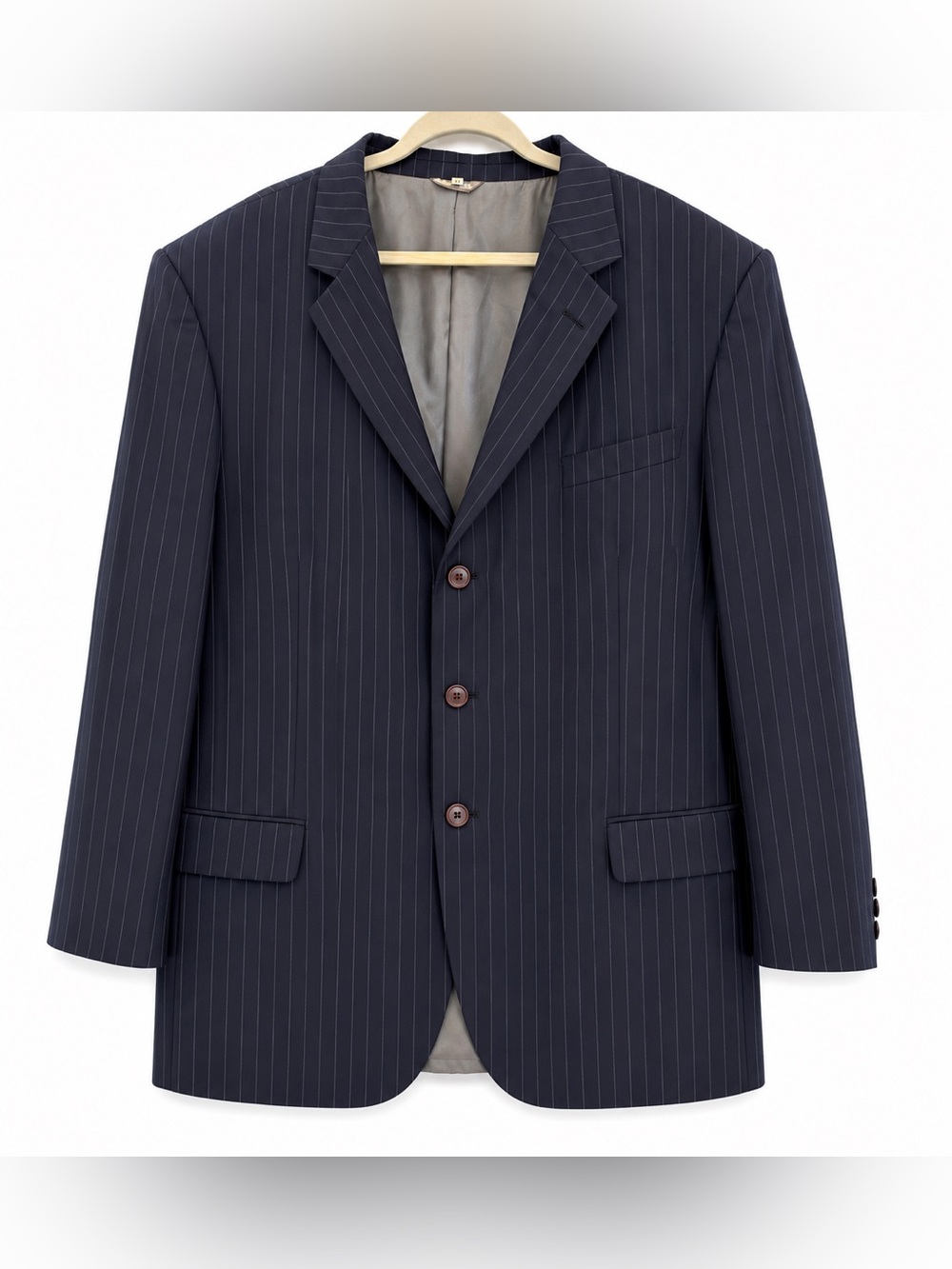 Lazzaretti Collection Men’s 54L Wool Navy Pinstripe Blazer Super 180’s Rome Ital